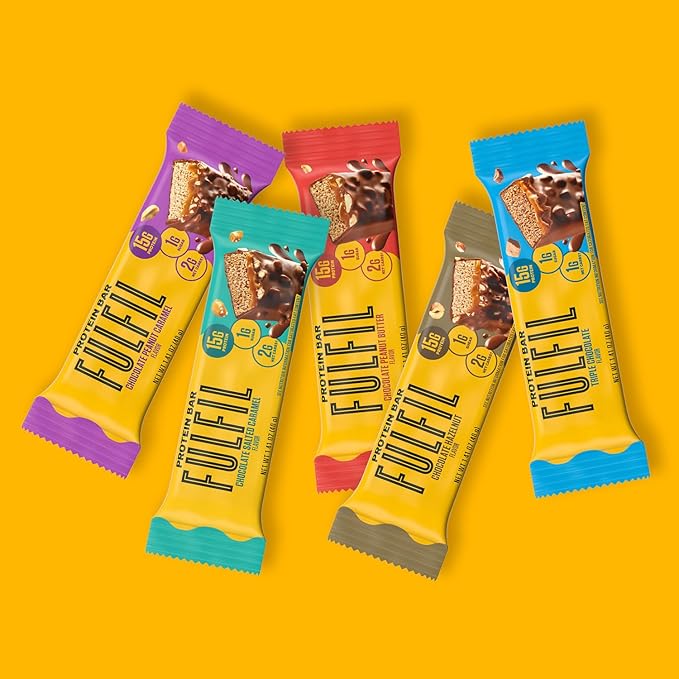 FULFIL Protein Snack Bars Flavored, Triple Chocolate, Gluten Free with 15g Protein, Pantry Staples, 12 Count
