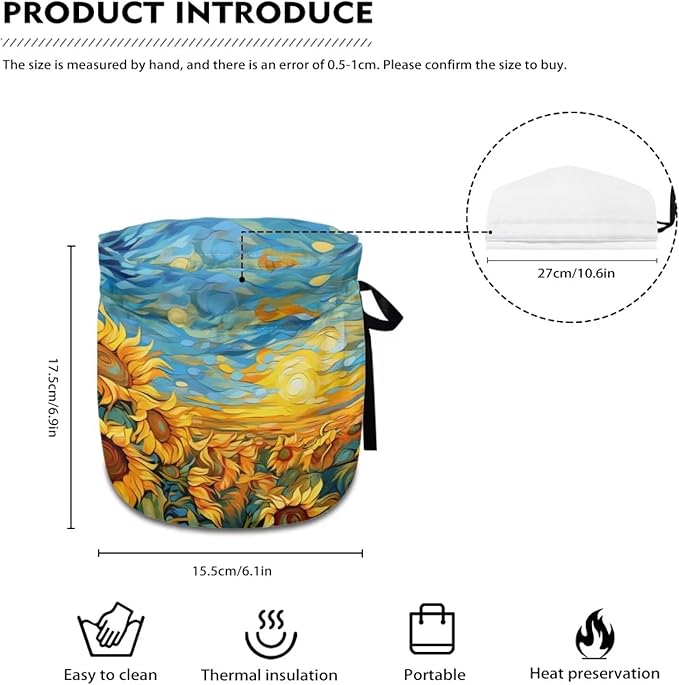 Sunflower Tea Cozy for Teapot Insulated Oil Painting Sky Teapot Cozy Kitchen Accessory Teapot Dust Protector for Women, I135CZA18-3