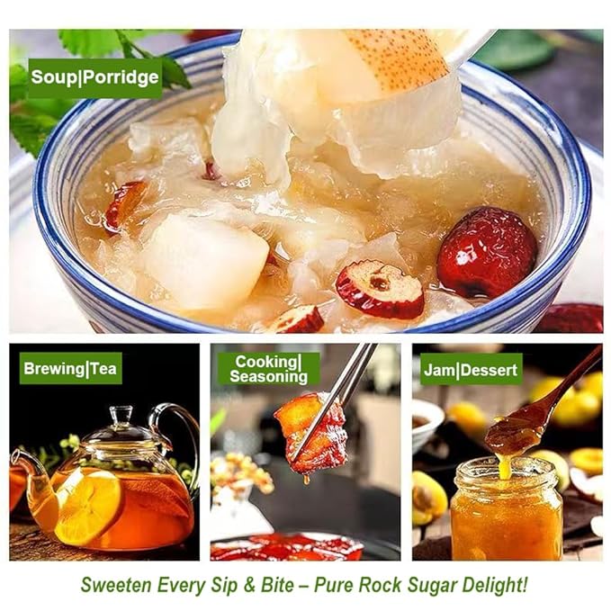 Fraunitsh Natural Rock Sugar, 9.87oz Crystal Rock Sugar Whole for Beverages Baking Cooking pho, Small Pieces Sugar Crystals