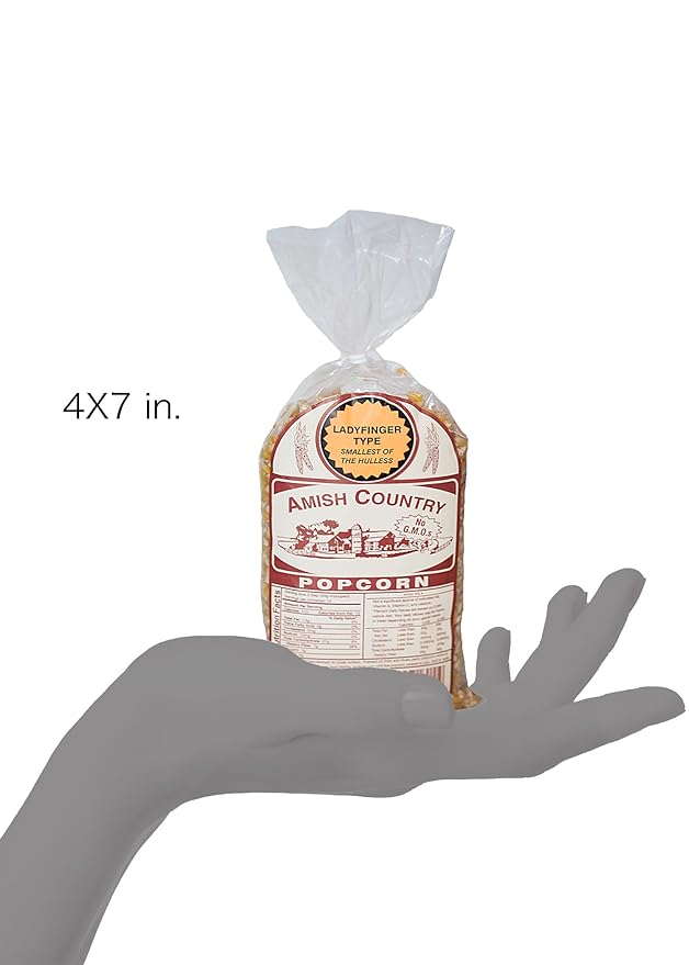 Amish Country Popcorn | 1 lb Bag | Ladyfinger Popcorn Kernels | Old Fashioned, Non-GMO and Gluten Free (Ladyfinger - 1 lb Bag)