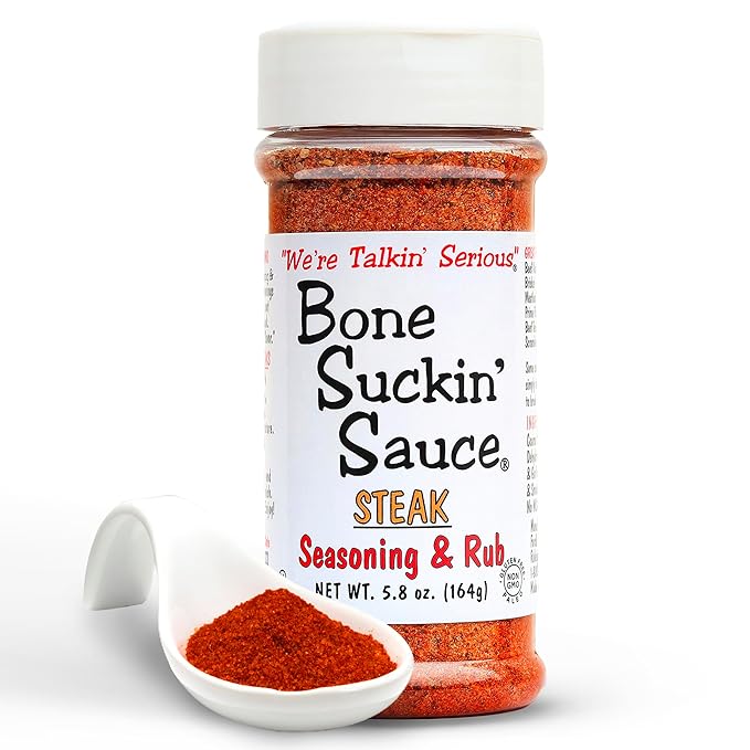 Bone Suckin' Steak Seasoning & Rub, 5.8 Oz - Grilling Rub, Dry Beef Rub, For Oven, Grilling & Pan Searing - Gluten-Free, Non-GMO, Sugar Free,Kosher, For: Meats & Veggies No Anti Caking Agent & No Msg!