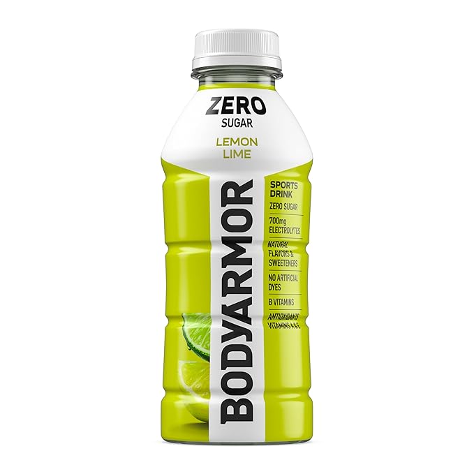 BODYARMOR ZERO Sugar Lemon Lime, Sugar Free Sports Drink - Low-Calorie Hydration - Natural Flavors with Potassium Packed Electrolytes, Antioxidants, and B-vitamins, 16 fl oz (pack of 12)