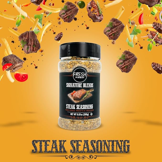 Fresh Finest Steak Seasoning - 9.87oz (280g) - Savory, Authentic, Kosher, All-Natural, Non-GMO