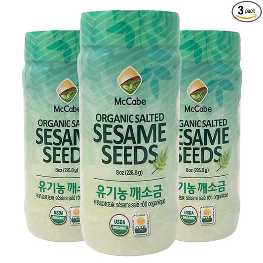McCabe Organic Salted Sesame, 8oz (3 Packs), USDA Organic Certified, CCOF Certified Organic, Roasted & Packed in USA