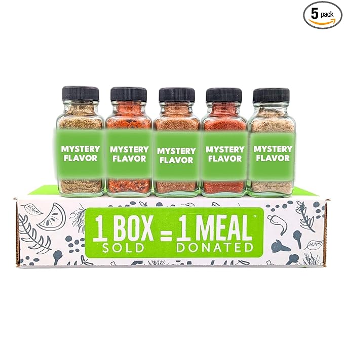 FreshJax Organic Spices and Seasonings sets | Mystery Gift Set | 5 Sampler Sized Bottles in a Surprise Me Gift Box | Grilling Spices Christmas Gifts for Men