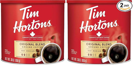 Tim Hortons Original Blend 100% Arabica Ground Coffee Can, 30 Ounces (Pack of 2)