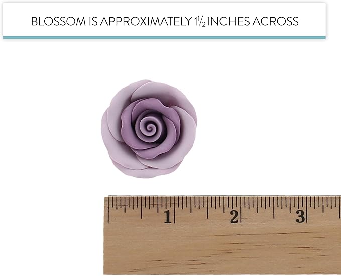 Global Sugar Art Premium Edible Roses, Lavender, Unwired, Medium 1.5 inches, 12 Count by Chef Alan Tetreault