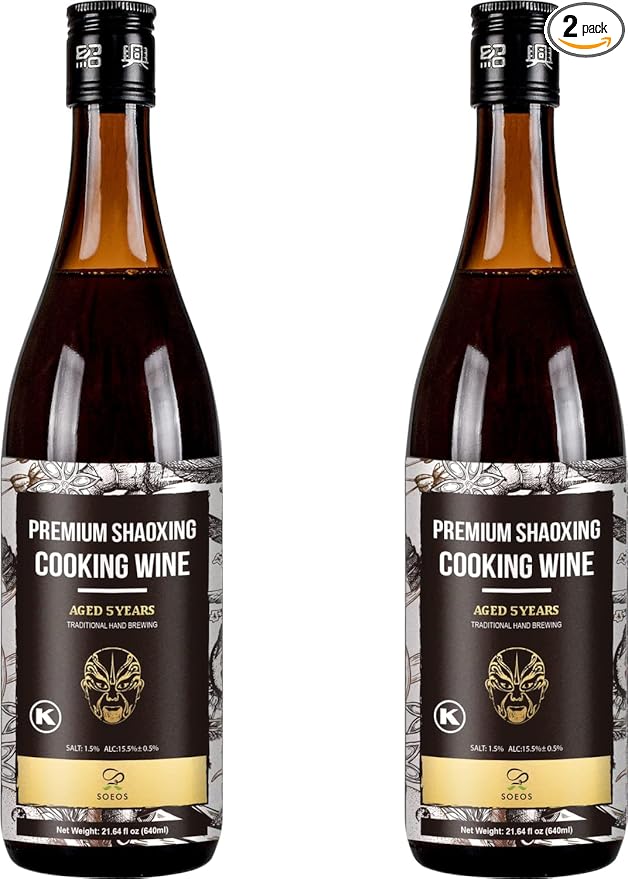 Soeos Shaoxing Wine,Shaoxing Rice Wine,Chinese Cooking wine,Rice Cooking wine,Shaoxing Wine Chinese Cooking wine,Shaohsing Wine,Shao Hsing Rice Wine,21.64 fl oz,2 Packs,Premium 5 YrsAged Cooking Wine