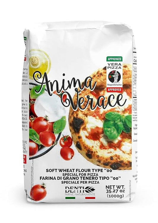 (5Kg. Bag) Anima Verace - Flour for Pizza Napoletana (00 Pizza Flour, Non-GMO, Kosher, All Natural, UnBleached, 100% Italian Soft Wheat) 11 Lb.