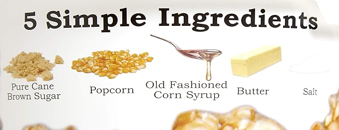 Fisher's Popcorn Caramel Popcorn, Gluten Free, 5 Simple Ingredients, Handmade, No Preservatives, No High Fructose Corn Syrup, Zero Trans Fat, 20oz Tub