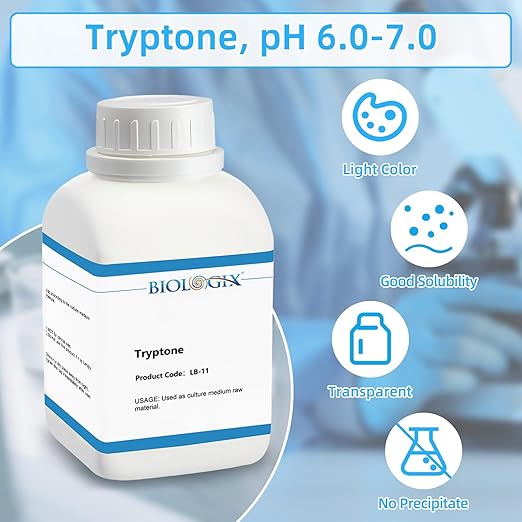 Tryptone Powder, pH 6.0-7.0, FMB Grade, Casein Tryptone for Laboratory Bacterial Culture, 500g/Bottle(1.1 lb.)