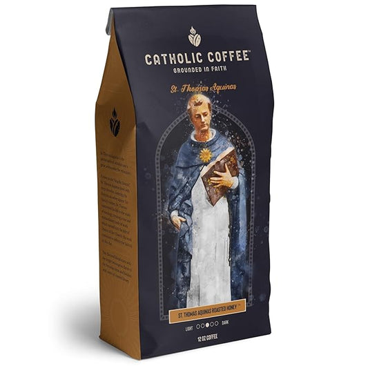 Catholic Coffee St. Thomas Aquinas | Medium Roast Ground Coffee ??Floral Honey & Lemongrass Notes | 12oz Bag ??Catholic Gift Inspired by a Doctor of the Church