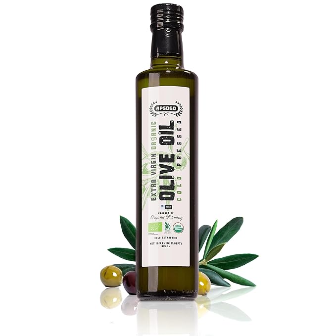 Apsogo Organic Extra Virgin Olive Oil - USDA Organic Greek EVOO from Crete - High Polyphenols 250+ mg/kg - Cold Pressed, Early Harvest, Rich & Fruity Flavor - 16.9 fl oz (500ml)