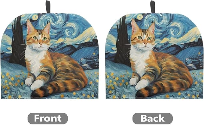 Cute Cat Tea Cozy for Teapot,Starry Night Oil Paint Tea Cosy with Handle Hanging Teapot Dust Cover Novelty Kitchen Kettle Dust Cover Tea Pot Cover for Home Decoration竊뉰lue竊?,<div>