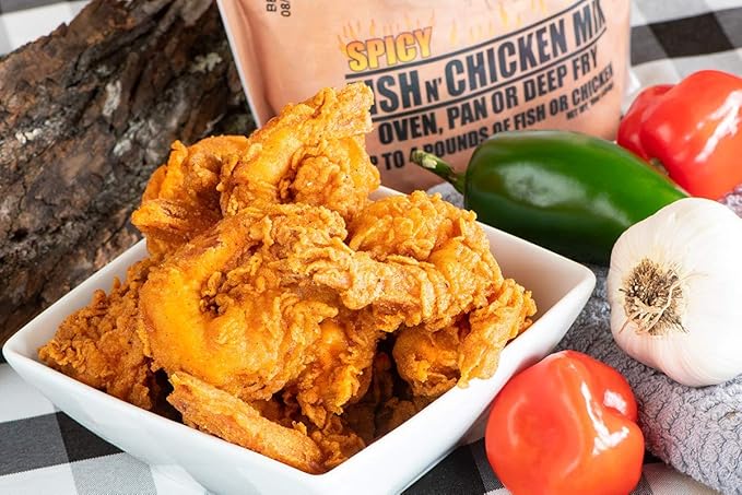 Lefty's Spicy Fish & Chicken Mix | Air Fry and Oven Baked Seasoned Coating Mix for Fish, Chicken, Pork Chops, Shrimp and Vegetables | 16 oz.