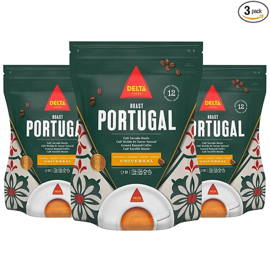 Delta Cafés Portugal Ground Coffee, Smooth and Delicious Medium Roast Coffee, Espresso Machine Compatible, Universal Grinding 7.76 Ounces (Pack of 3)