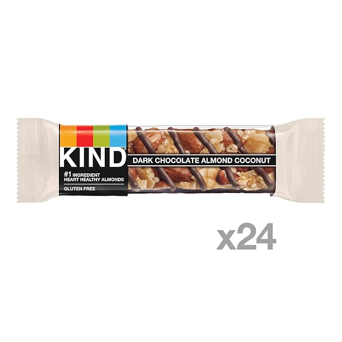 KIND Nut Bars, Dark Chocolate Almond Coconut, Healthy Snack Bars, Gluten Free, 3g Protein, 24 Count