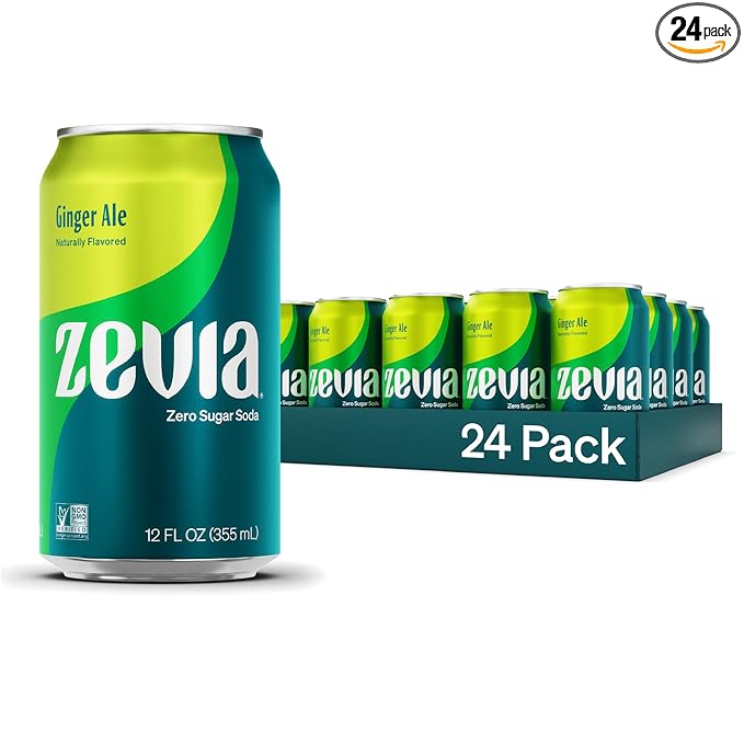 Zevia Zero Sugar Soda, Ginger Ale, 12 oz Cans (24-Pack) ??Naturally Sweetened, Non-GMO Project Verified, Gluten-Free, Vegan