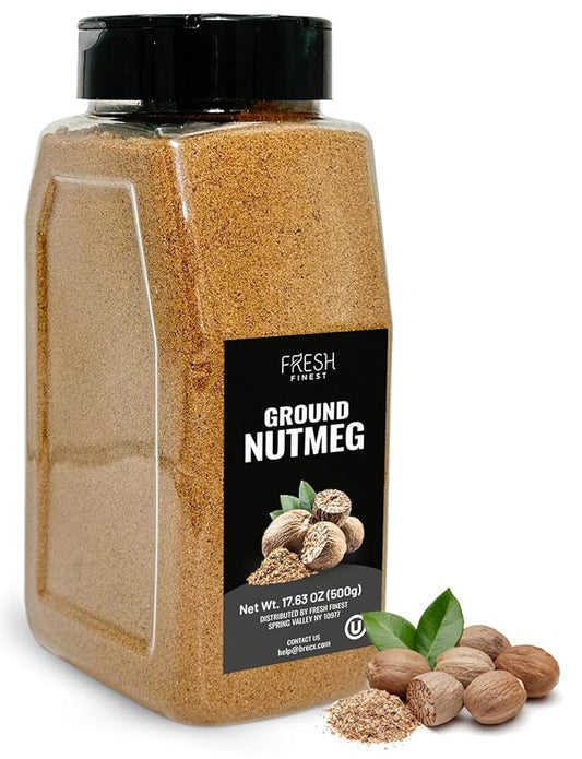 Fresh Finest Ground Nutmeg Powder, Best for Sweet & Savory Recipes, Premium Spice for Cooking and Baking, Kosher & Non-GMO - 17.63oz (500g)