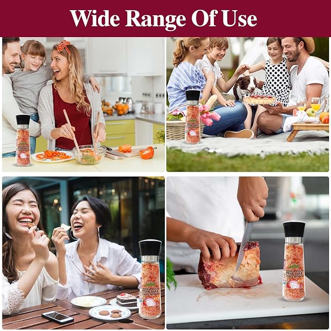 Himalayan Chef Pink Salt with Roasted Onion & Red Crushed Pepper, Tall Glass Grinder, 10.58 Oz