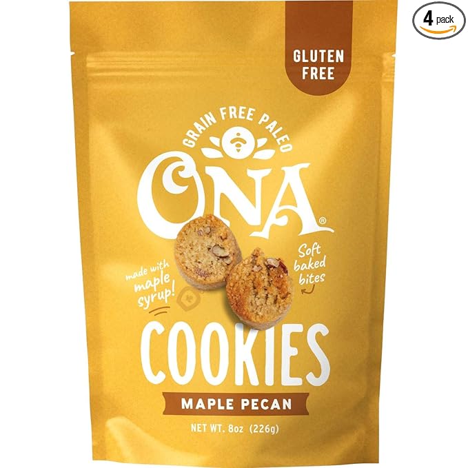 Ona Maple Pecan Cookies 4-pack, Ready to eat, Gluten free, Grain free, Dairy free, Paleo, Vegan, Made with Maple Syrup