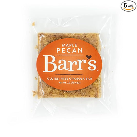 Mrs. Barr’s Natural Foods Granola Bars | Maple Pecan | Certified Organic Gluten Free Oats | Soft Texture | Small Batch | Gourmet Quality | Real Ingredients | 2.2 Ounces (6 Pack)
