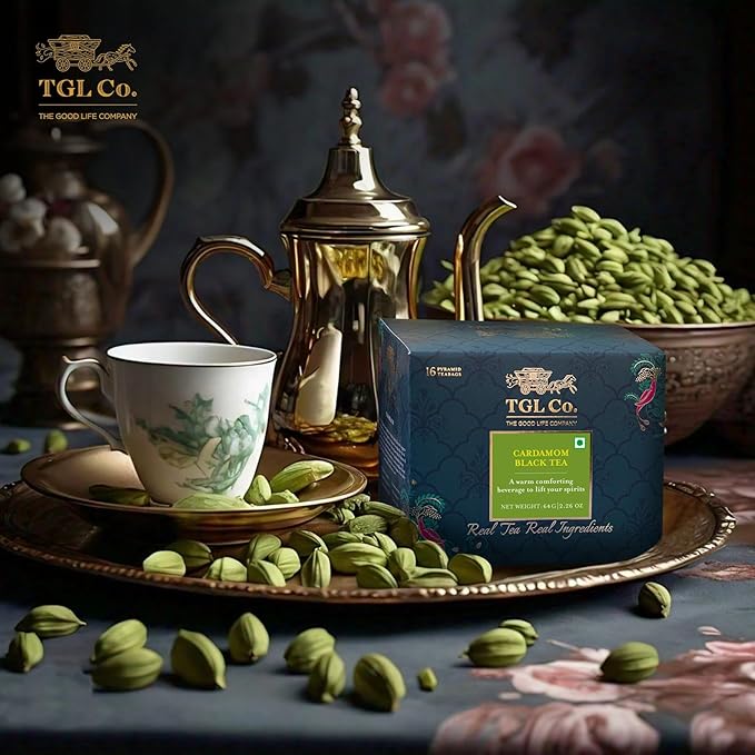 TGL Co. Chai ??Spiced Black Tea Bags | Bold Indian Chai with Real Spices | Strong & Aromatic | Gift-Ready Box (Cardamom Tea Bags)