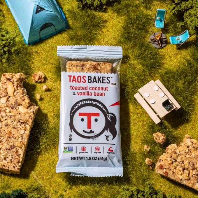 Taos Bakes Snack Bars - Toasted Coconut + Vanilla Bean - Gluten-Free, Non-GMO Granola Bars - Healthy & Delicious Baked Bars - 1.8oz