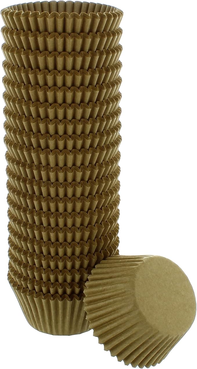 Bakery Crafts Natural Brown Baking Cups - 500-2" Cupcake Cases, Greaseproof Paper Liners for Muffins and Cupcakes, Bulk Pack of 500