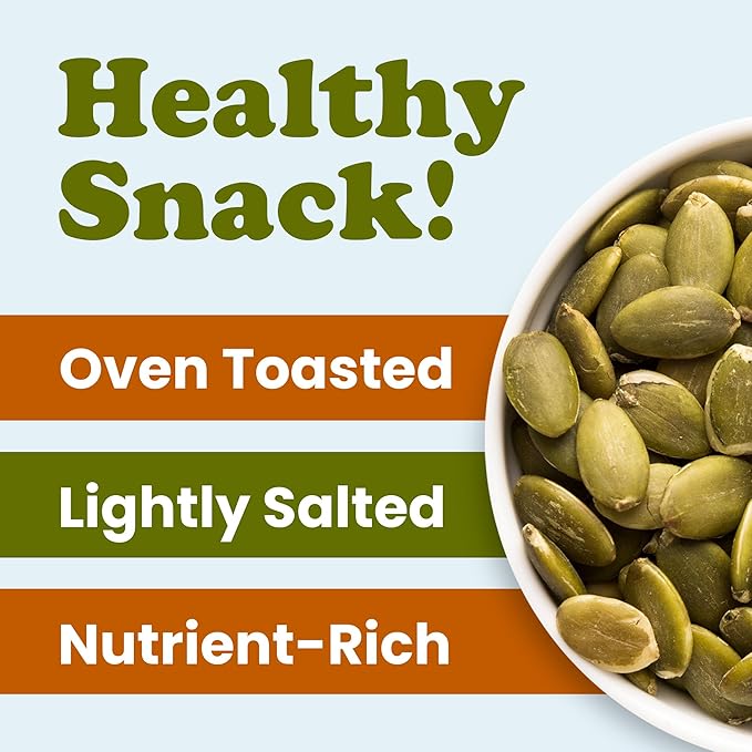 Food to Live Organic Dry Roasted Pumpkin Seed Kernels with Himalayan Salt, 8 Ounces Non-GMO, Oven Roasted Whole Pepitas, No Oil Added, Shelled, Vegan, Kosher, Bulk