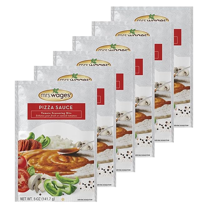 Mrs. Wages Pizza Sauce Canning Mix, Easy-To-Use, Simple Homemade Pizza Sauce, Great Flavor, Easy To Freeze or Serve Fresh, 5 oz packet (Value Pack Of 6)