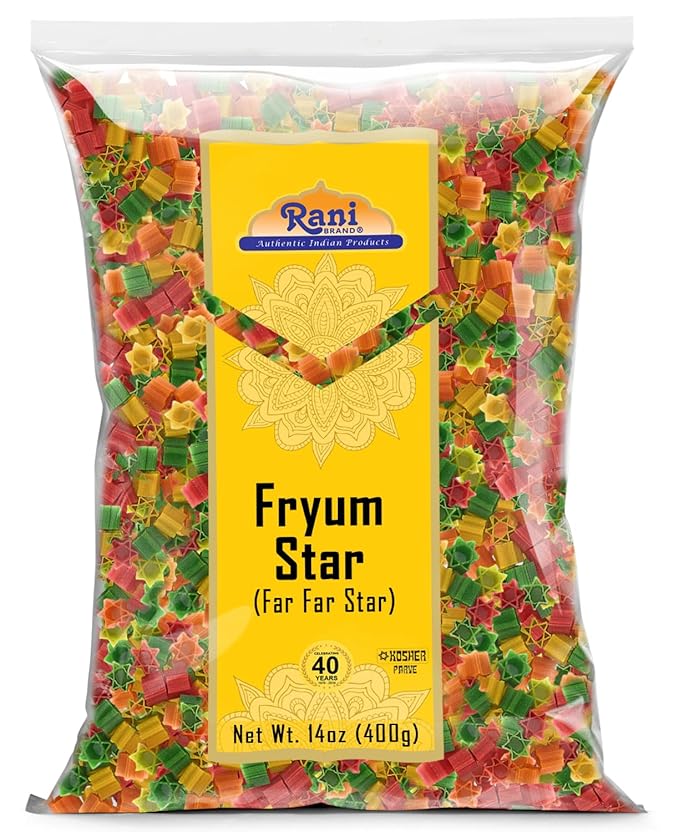 Rani Far Far/Fryums (Wheat & Tapioca Pellet) Star Shape 14oz (400g) ~ Vegan, Kosher, Uncooked, Used to Make Papad, Bhungra/Chip Snack