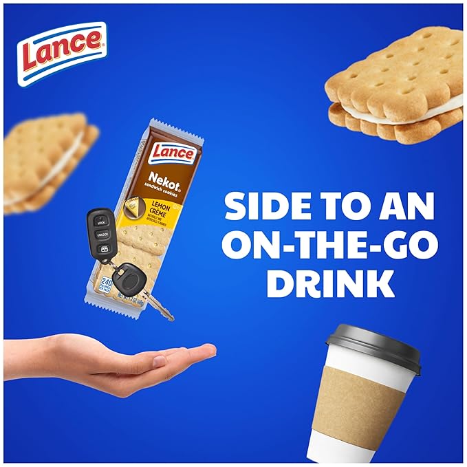 Lance Sandwich Cookies, Nekot Lemon Creme, 10 Individually Wrapped Packs, 6 Sandwiches Each