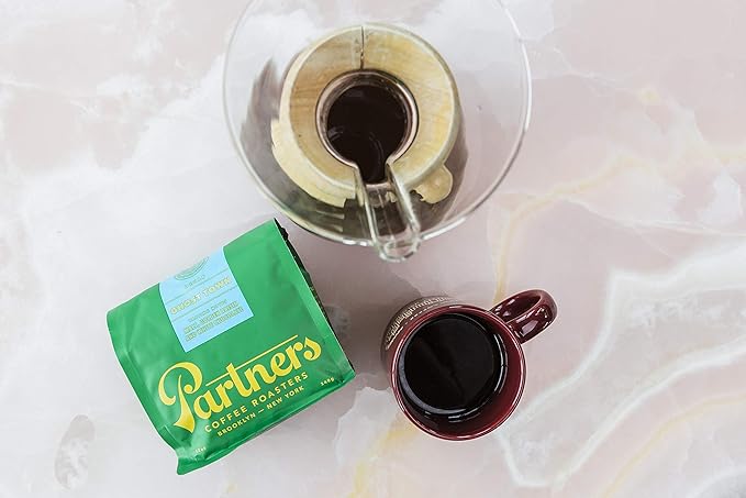 PARTNERS COFFEE ROASTERS - Whole Bean Coffee (Ghost Town - Decaf, Medium Roast) 12oz - Decaf Coffee via Mountain Water - Malt, Golden Raisin, White Chocolate - Coffee Beans - Roasted in New York City