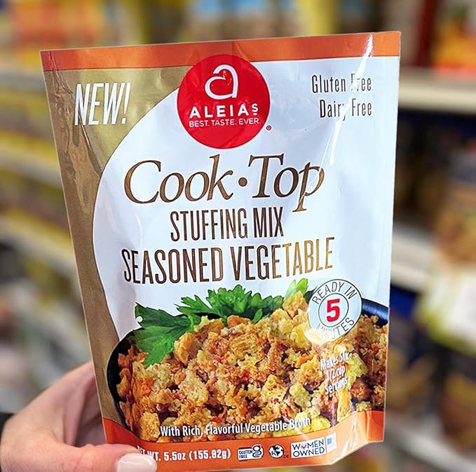 Aleia?셲 Gluten Free Cook Top Stuffing Mix ??Seasoned Vegetable, 5.5oz (3 Pack) ??Ready in 5 Minutes ??Savory Stuffing for Gluten-free Recipes