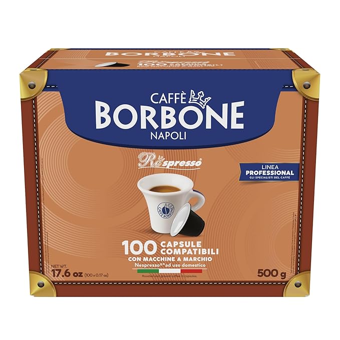 Caffè Borbone Nespresso Compatible Espresso Pods, Medium Roast Arabica and Robusta Blend, Intense Aroma and Full-Bodied Flavor, Blue Blend, 100 Pods