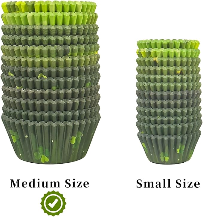 qiqee Saint Patrick 300PCS Standard Cupcake Liners Cupcake Cups 6 Designs Gradient Cupcake Papers Baking Cups Cupcake Wrappers (Medium Size)