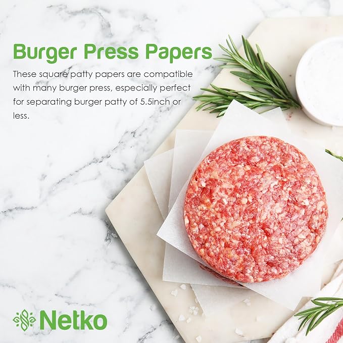 Patty Paper - Hamburger press Patty Paper Sheets 4.75x5" - 1000 Non stick Wax Burger Patty paper Squares for Burger Press, Freezing & More