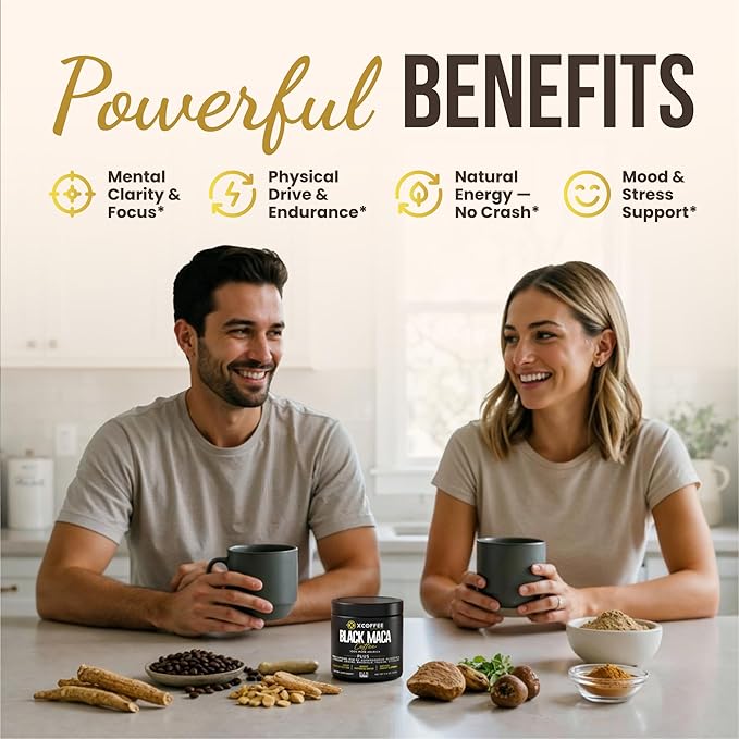 X COFFEE Instant Black Maca Coffee for Men and Women – Maca Coffee Powder - Instant Coffee Blend with Maca Root, Ashwagandha, Ginseng, Huperzine A, Rhodiola, Taurine, Uridine, Citicoline & L-Tyrosine