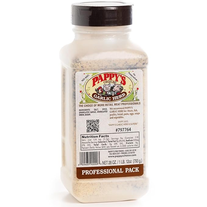 Pappy's Garlic & Herb Seasoning - Perfect for BBQ, Smoked Brisket, Steak, Chicken, Seafood, Veggies & More | Ideal for Grilling, Roasting, and Slow-Cooked Meats