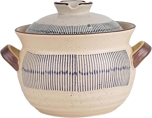 Ceramic Casserole Dish with Lid, Ceramic Cooking Pot Nonstick Earthenware Pot, Ceramic Stew Pot with Handle Round Ceramic Cookware for Stew Steam, Soup Bowl,2.8Quarts