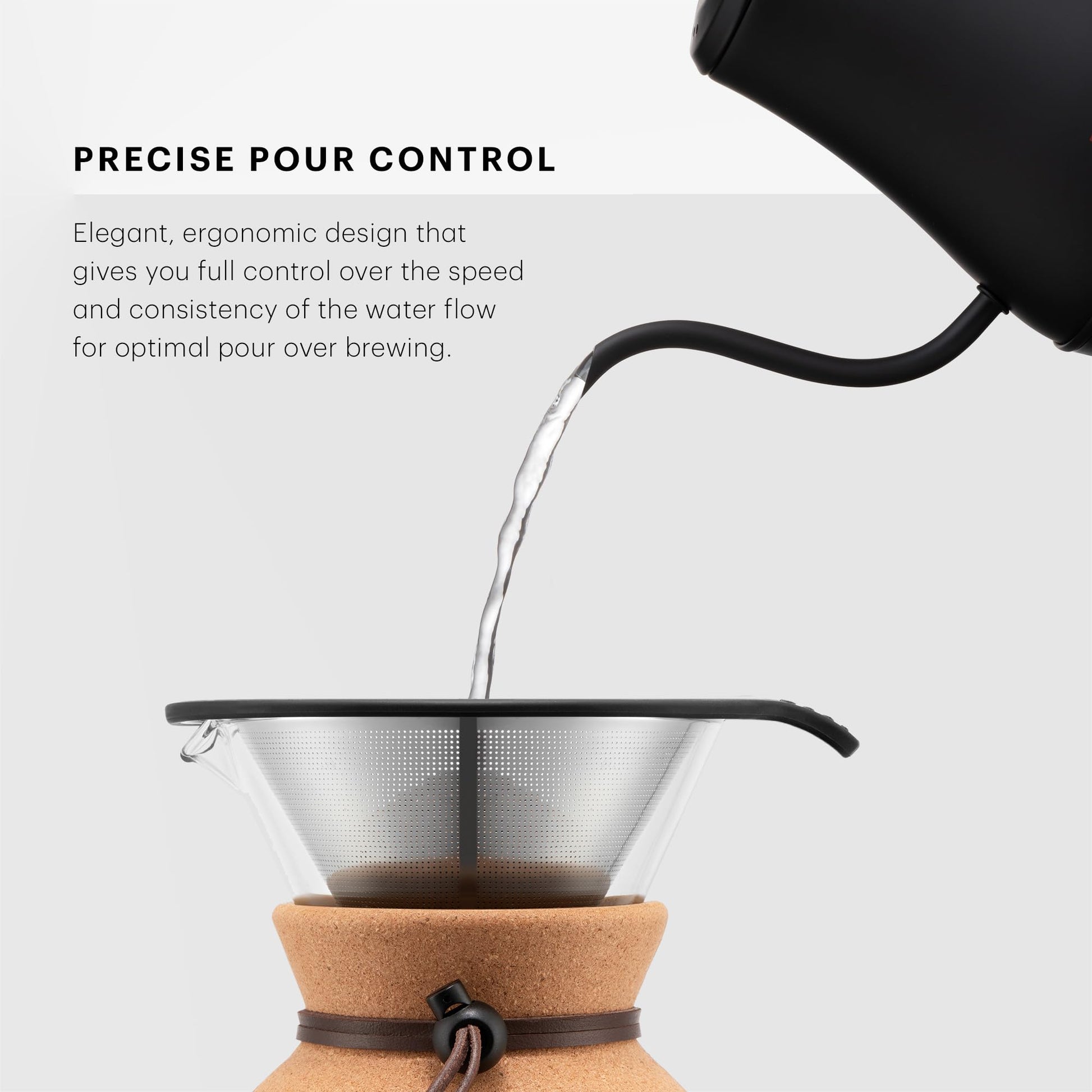 Bodum 27oz Bistro Gooseneck Electric Water Kettle, Pour Over Coffee & Tea, Stainless Steel, Matte