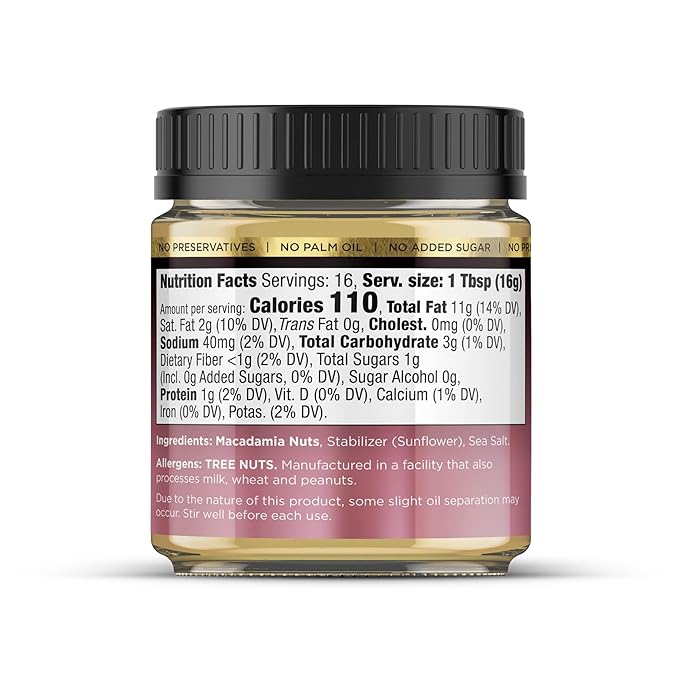 House of Macadamias Macadamia Nut Butter with Sea Salt - 8.8oz - No Added Sugar, No Palm Oil, Plant-based, No Artificial Ingredients