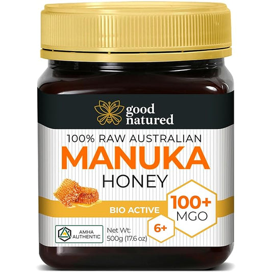 Raw Manuka Honey Certified MGO 100+ / 6+ Manuka With Antibacterial Activity - (NPA 6+) 500g (1.1lb) by Good Natured