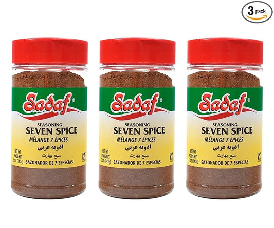 Sadaf Seasoning 7 spices - Lebanese Blend of Spices - Baharat spices - Seven Spice Blend from the Middle East Lebanese Style - 7-Spice All Purpose Seasoning - 5 Oz (3 Pack)