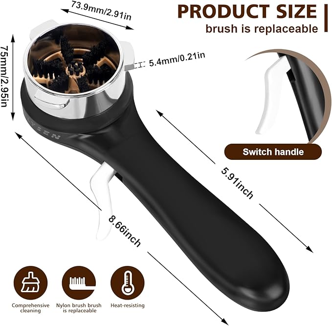 Espresso Coffee Machine Cleaning Brush, 360ì§?Cleaning Push-Up Coffee Maker Brush, Espresso Machine Brush Coffee Cleaning Tool Compatible with 54mm Breville Machines Barista, Home, Kitchen
