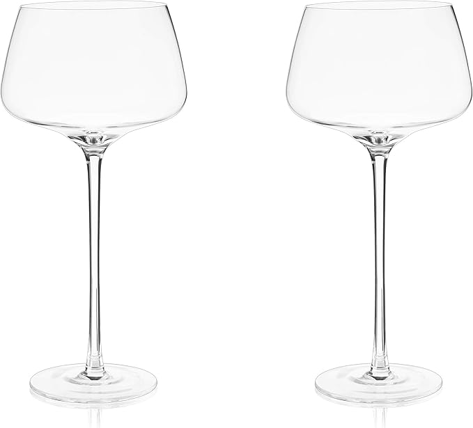 Viski Angled Stemmed Cocktail Glasses for Aperol Spritz, Campari Spritz, Tonic, Classic Cocktails, Elegant Long Stem Crystal Drinking Glasses, Perfect for Party Events & Celebrations, 16 oz, Set of 2