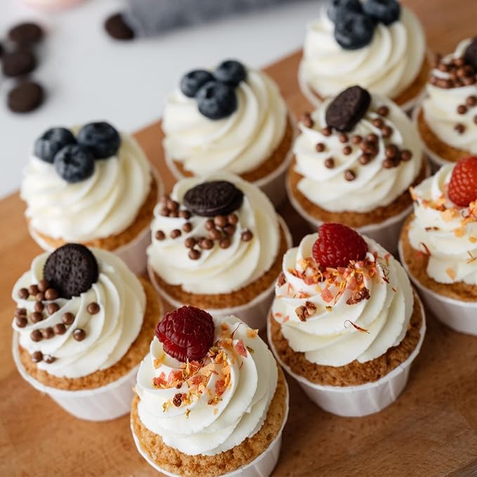 White Cupcake Liners, 200pcs Muffin Baking Cups,Ramekin Holders, Heavy Duty Oil proof Wrappers for Wedding,Birthday,Party,Baby Showers,Gift for Valentine's Day