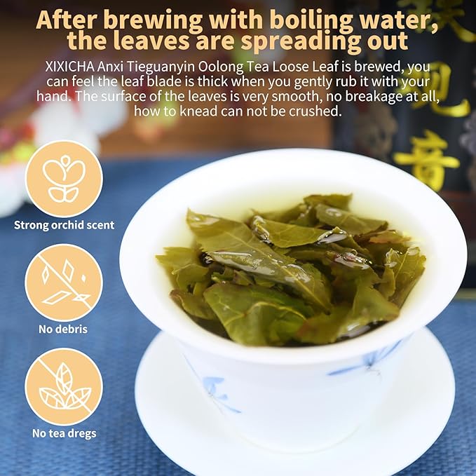 XIXICHA Anxi Tie Guan Yin Oolong Tea Tieguanyin Tea Iron Goddess Oolong Tea Long Lasting Orchid Fragrance Premium Chinese tea High Mountain oolong Tea Grade AAA 若됪ë²?ê³?­†??役볣ì¬??5.29oz/150g