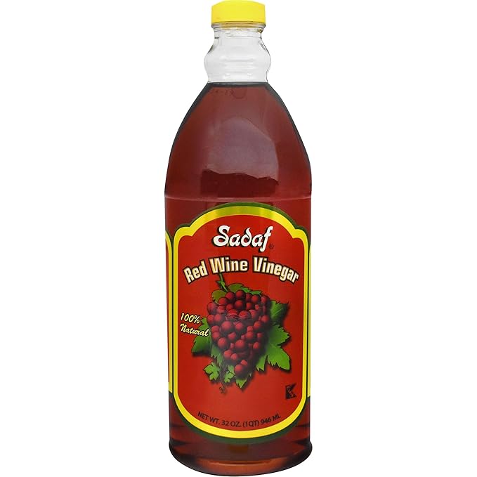 Sadaf Red Wine Vinegar - 100% Natural Red Wine Vinegar for Cooking & Food Flavoring - Kosher - 32 oz Bottle